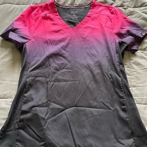 Pink/gray ombré KOI LITE scrub top S